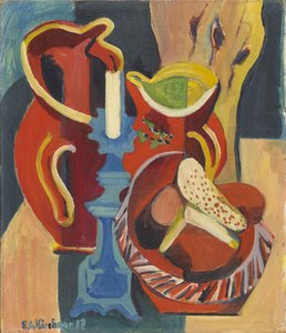 Nature morte avec cruches et bougies
